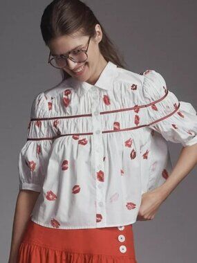 The Leandra Shirred Yoke Blouse by Maeve Lips Print XL